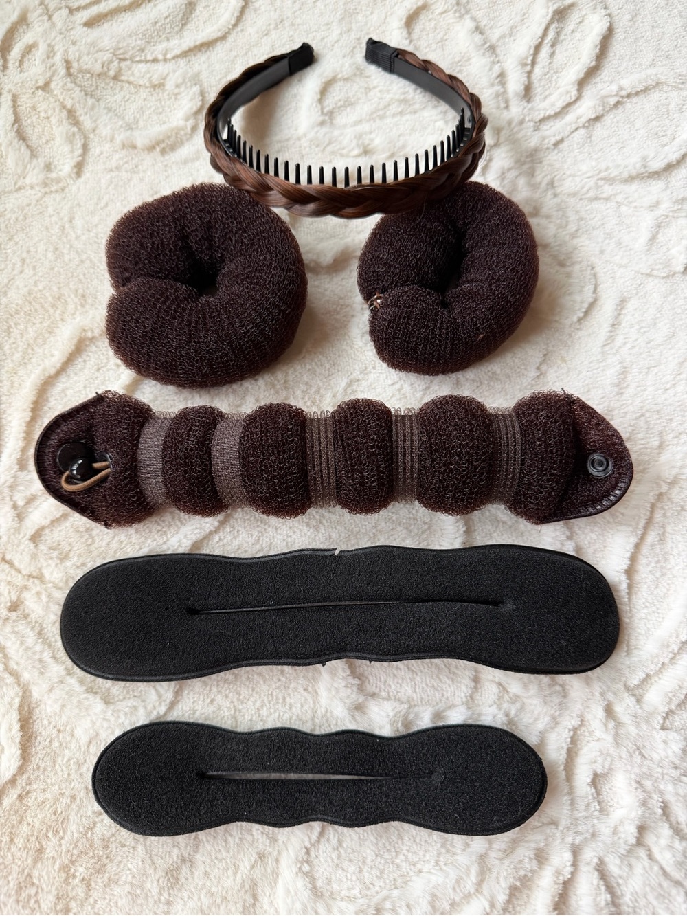 5 piece hair bun maker and braided head band